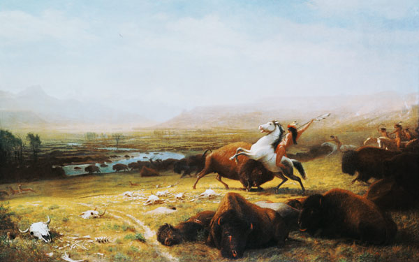 Indianer auf der Büffeljagd. von Albert Bierstadt