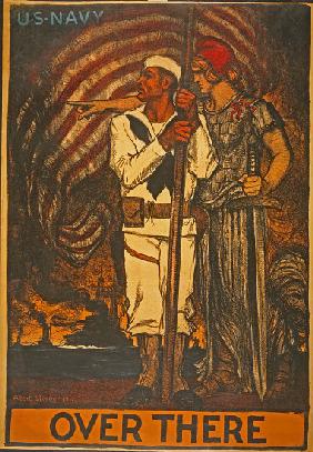 U.S. Navy Recruitment Poster Over There, pub. 1917