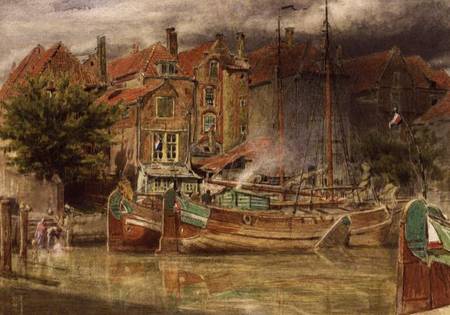 View on the Canal, Dort von Albert Goodwin