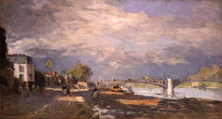 Walkers on the River Bank von Albert Lebourg