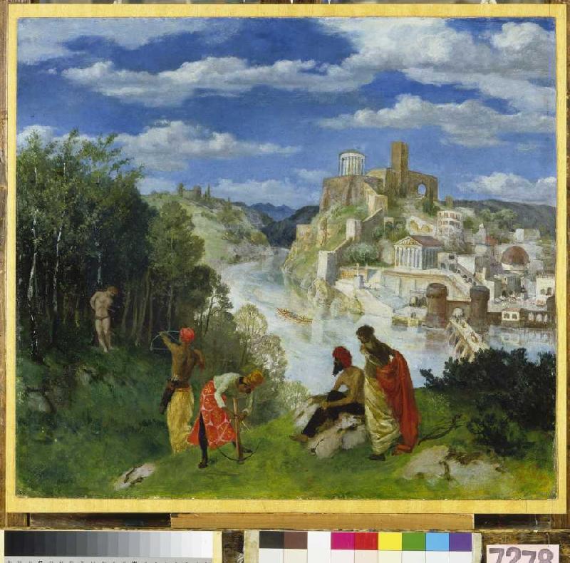 Landschaft mit Martyrium des Heiligen Sebastian von Albert Welti