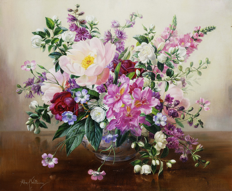Flowers in a Glass Vase von Albert Williams