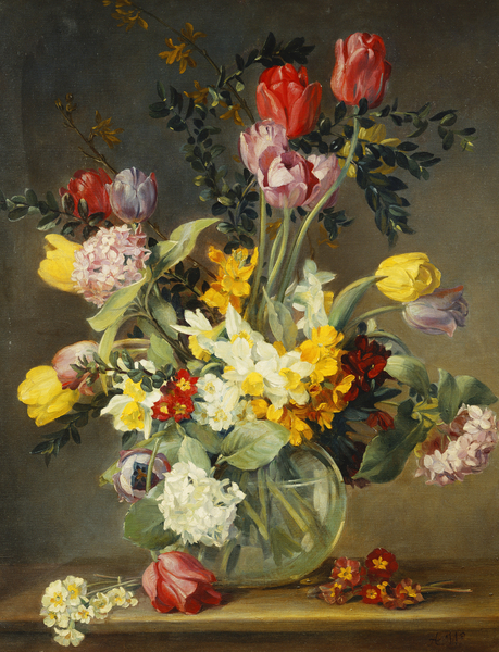 Tulips in a Glass Vase von Albert Williams