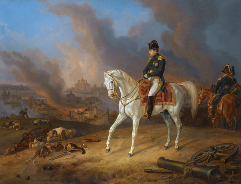 Napoleon Bonaparte vor dem brennenden Smolensk von Albrecht Adam