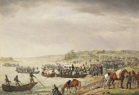 Die italienische Armee Eugene Beauharnais' überquert die Memel am 30. Juni 1812 1815