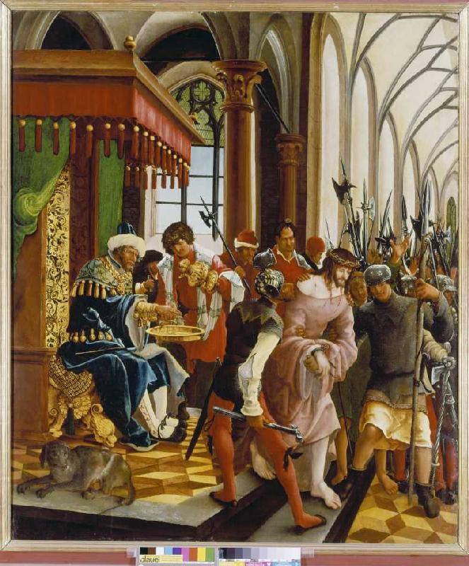 Passions/Sebastians-Altar in St. Florian Christus vor Pilatus. von Albrecht Altdorfer