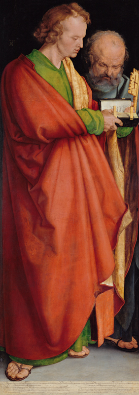 Die Vier Apostel, linker Teil - Die Heiligen Johannes und Petrus von Albrecht Dürer