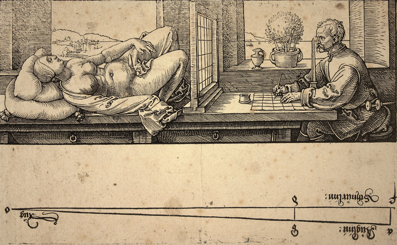 Zeichner der liegenden nackten Frau von Albrecht Dürer