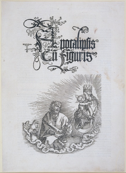 Apocalipsis cum figuris, Titelblatt der 1511 veröffentlichen lateinischen Ausgabe der Apokalypse, mi von Albrecht Dürer