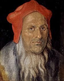Bildnis eines bärtigen Mannes mit roter Haube von Albrecht Dürer