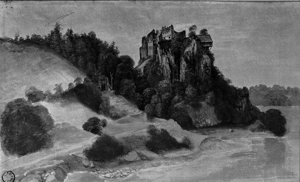 Castle Ruins by a River / Dürer / 1494/5 von Albrecht Dürer