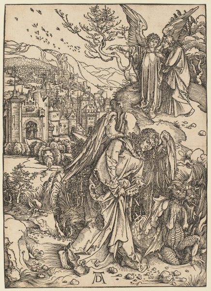 Der Engel mit dem Schlüssel zum Abgrund, aus der Folge der Apokalypse, Latein-Ausgabe b 1511 von Albrecht Dürer