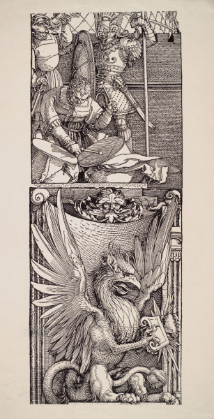 Drummer and Griffin / Dürer / 1515 von Albrecht Dürer
