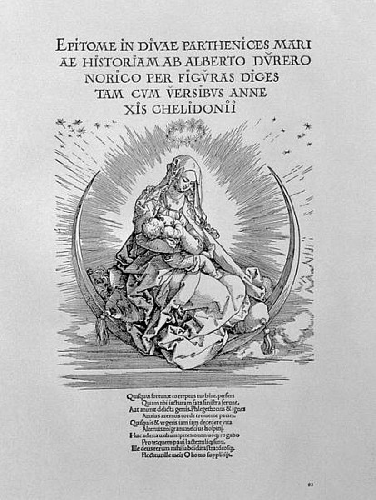 Madonna as nursing mother and divine being, title page to the series ''The Life of the Virgin'', pub von Albrecht Dürer