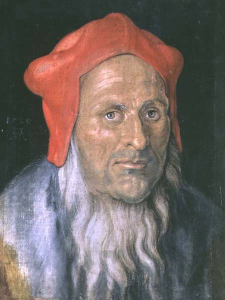 Portrait of a Bearded Man in a Red Hat von Albrecht Dürer