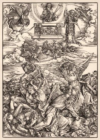Der Engelkampf, aus der Folge der Apokalypse, Latein-Ausgabe 1511