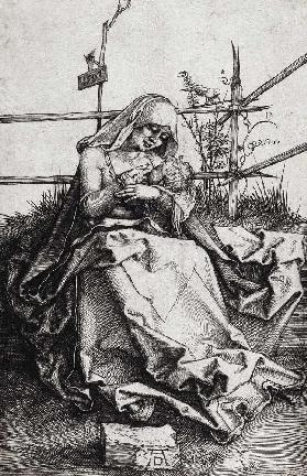 Maria auf der Rasenbank, das Kind stillend 1503