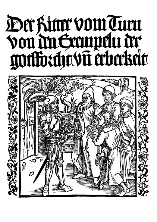 Titelseite aus dem Buch "Der Ritter vom Turn" von G. de la Tour Landry von Albrecht Dürer