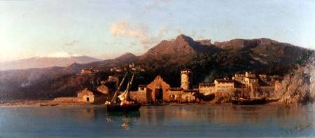 View of Taormina, Sicily, with Mount Etna in the background von Alessandro la Volpe