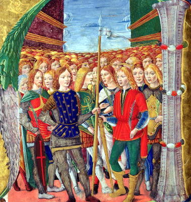 Historiated initial 'N' depicting St. Maurice and the Theban Legion, Lombardy School, c.1499-1511 (v von Alessandro Pampurino
