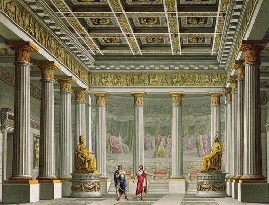 The Audience Hall in the Palace of Aegistheus, design for the ballet 'Orestes' at La Scala Theatre, von Alessandro Sanquirico