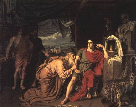 King Priam begging Achilles for the return of Hector's body von Alexander Andrejewitsch Iwanow