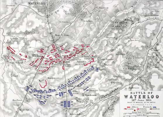 Battle of Waterloo, 18th June 1815, Sheet 1st (engraving) (see also 193243) von Alexander Keith Johnston