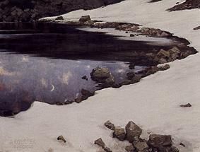 Mondschein am verschneiten Kassian-See von Alexander Koester