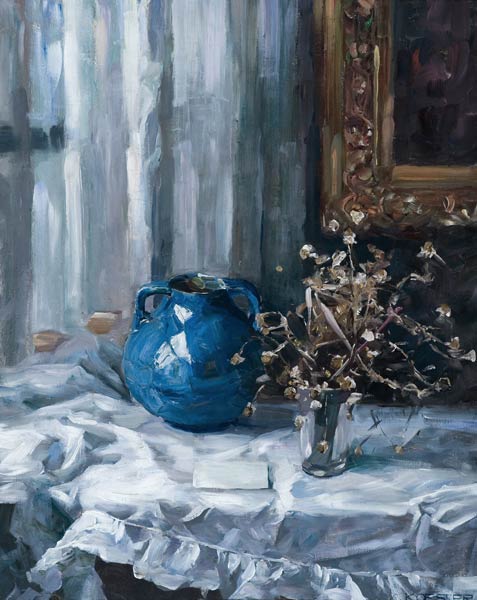 Stillleben mit blauer Vase von Alexander Koester