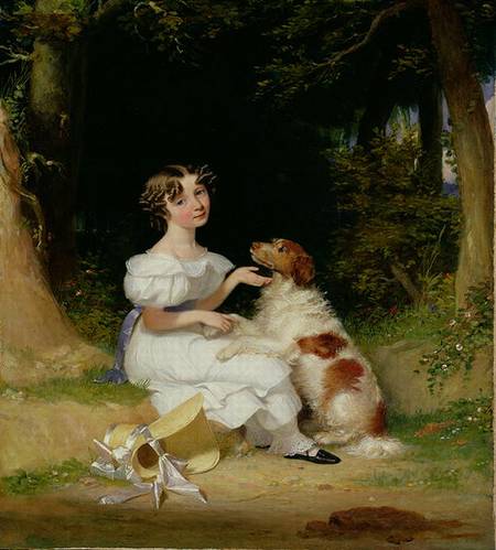 A Young Girl with Her Spaniel von Alexander Mosses