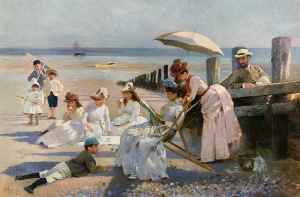 On the Shores of Bognor Regis - Portrait Group of the Harford Couple and their Children von Alexander Rossi