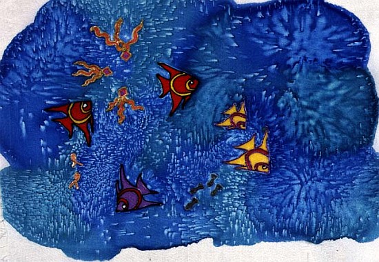 Fish, 1999 (painted silk)  von Alexandra  Cowan