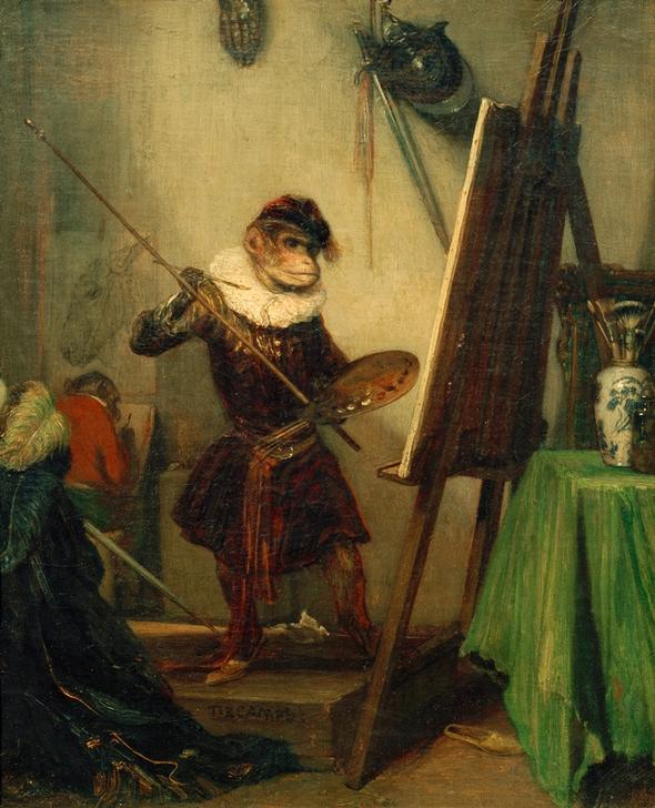 Affe als Maler von Alexandre Gabriel Decamps