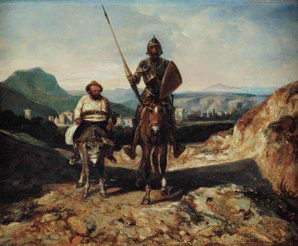 Don Quixote and Sancho (oil on canvas) von Alexandre Gabriel Decamps