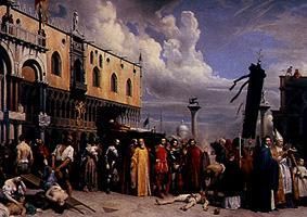 Die Beerdigung Tizians während der Pest in Venedig 1576. von Alexandre Jean-Baptiste Hesse