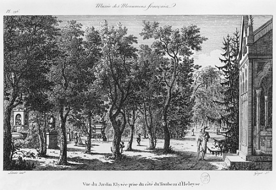 Musee des Monuments Francais, Paris, view of the Jardin Elysee from the tomb of Heloise and Abelard; von Alexandre Marie Lenoir