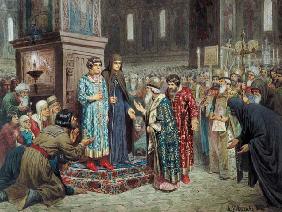 Die Volksversammlung beruft Michail Romanow zum Herrscher 1880