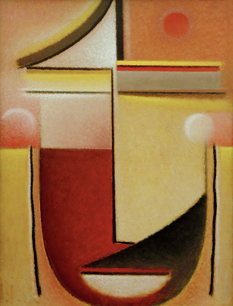Abstrakter Kopf: Rot-Weiß-Gold von Alexej von Jawlensky