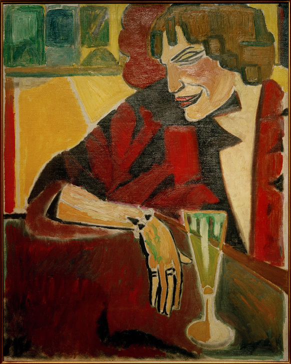 Frau mit Absinthglas von Alexis Merodack-Jeanneau