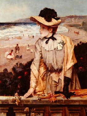 Young Woman at the Beach, or The Parisienne by the Sea (oil on canvas) 17th