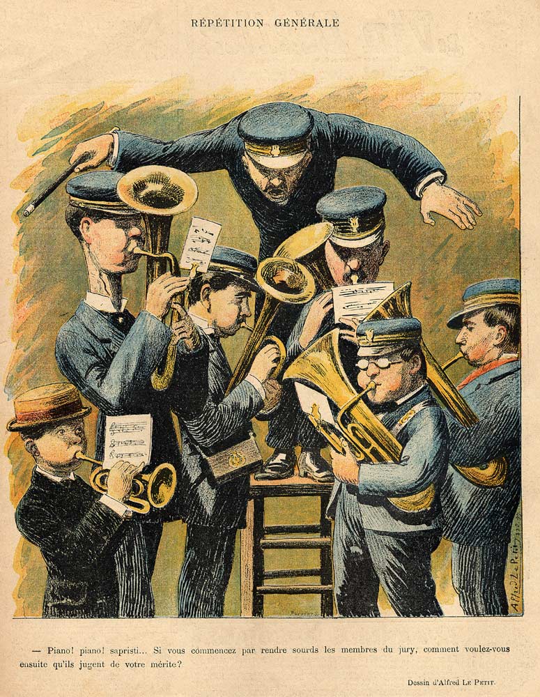 Band rehearsal, from the back cover of ''Le Rire'', 16th April 1898 von Alfred Le Petit