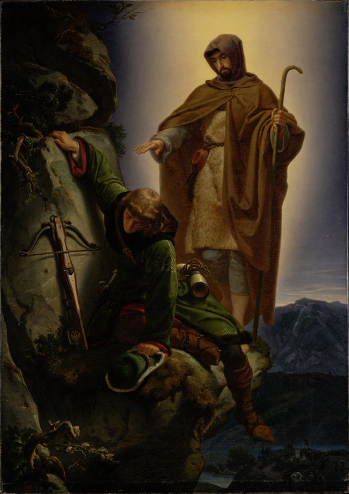 Der Schutzengel rettet Kaiser Maximilian aus der Martinswand von Alfred Rethel