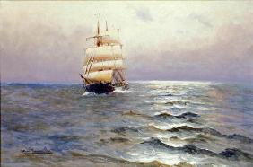 Tall Ship (oil on canvas) 20th