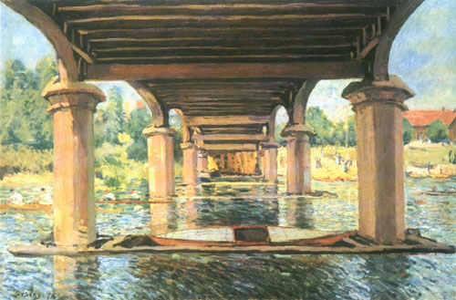 Unter der Brücke von Hampton Court von Alfred Sisley