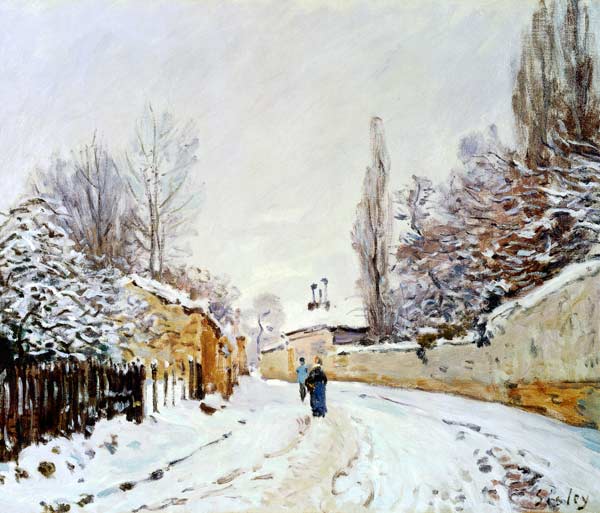 Road under Snow, near Louveciennes von Alfred Sisley