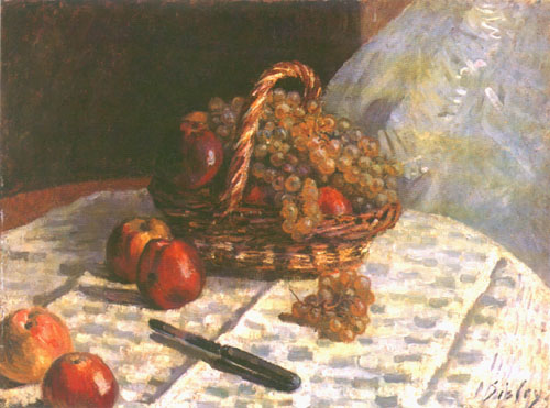 Stilleben, Äpfel und Weintrauben von Alfred Sisley