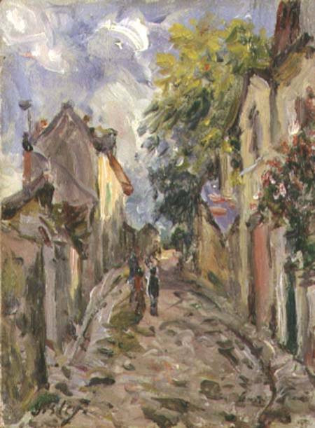 Village Street Scene (panel) von Alfred Sisley