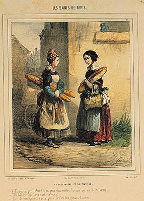 The Baker''s Art, plate number 27 from the ''Les Femmes de Paris'' series, 1841-42 von Alfred Andre Geniole