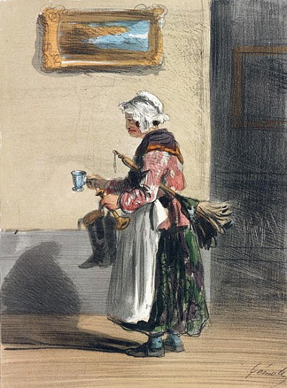 The Cleaning Lady, from ''Les Femmes de Paris'', 1841-42 von Alfred Andre Geniole