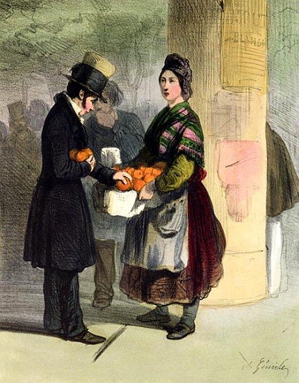 The Orange Seller, from ''Les Femmes de Paris'', 1841-42 von Alfred Andre Geniole